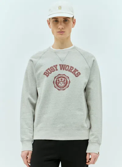 A Bathing Ape Logo Print Sweatshirt In Gray