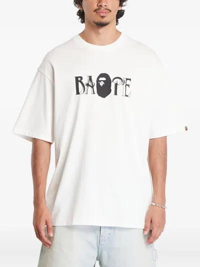 A Bathing Ape Logo-print T-shirt In White