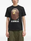 A Bathing Ape Mens Logo-print Crewneck Cotton-jersey T-shirt Black In Black