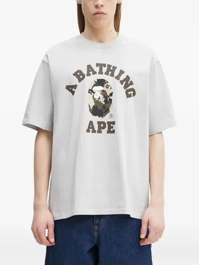 A Bathing Ape Logo-print T-shirt In Neutral