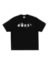 A Bathing Ape Mens Black Bape Wrinkle Bape Logo Graphic-print Cotton T-shirt In Black