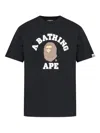 A Bathing Ape Mens Black Bape College Graphic-print Cotton-jersey T-shirt In Black