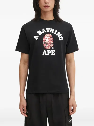 A Bathing Ape Logo-print T-shirt In Black