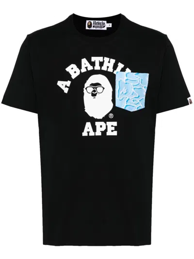 A Bathing Ape Logo Print T-shirt In Black