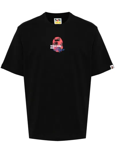 A Bathing Ape Logo Print T-shirt In Black