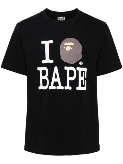 A Bathing Ape Logo Print T-shirt In Black