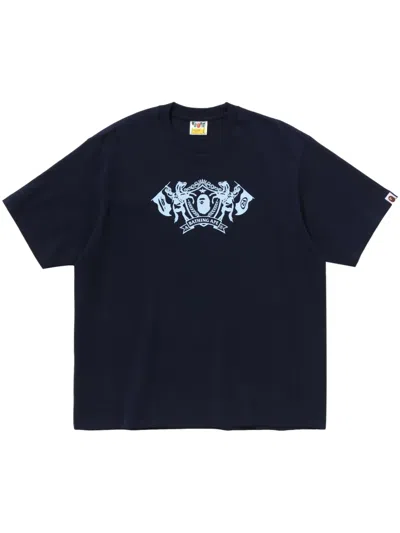 A Bathing Ape Logo-print T-shirt In Blue