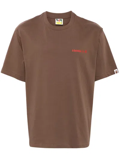 A Bathing Ape Logo-print T-shirt In Brown