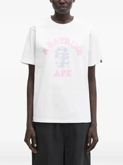 A Bathing Ape Logo-print T-shirt In Neutral
