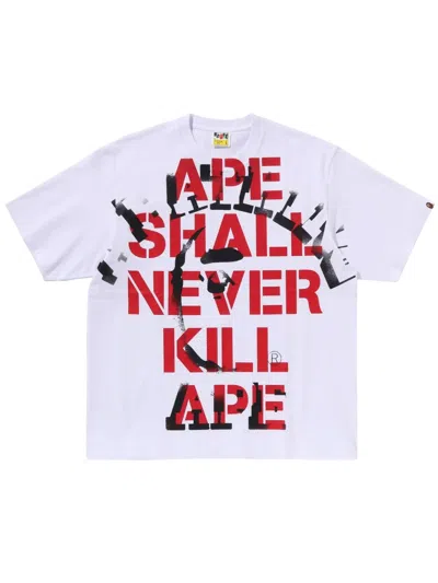 A Bathing Ape Logo-print Cotton T-shirt In White
