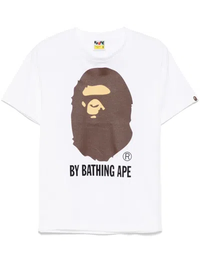 A Bathing Ape Mens White Graphic-print Crewneck Cotton T-shirt Xl
