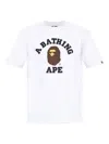 A Bathing Ape Mens White Bape College Graphic-print Cotton T-shirt Xl In White