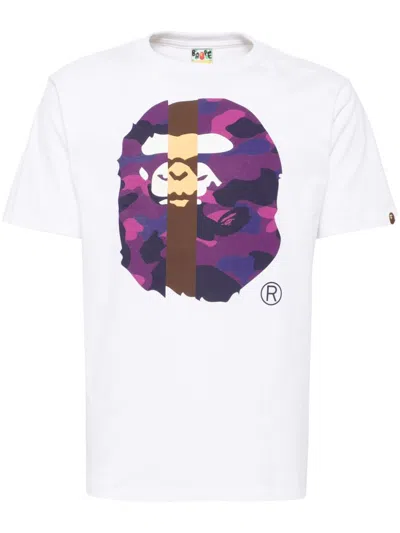 A Bathing Ape Logo Print T-shirt In White