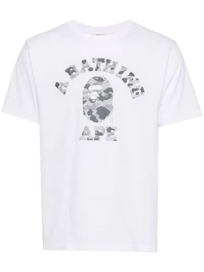 A Bathing Ape Logo-print T-shirt In White