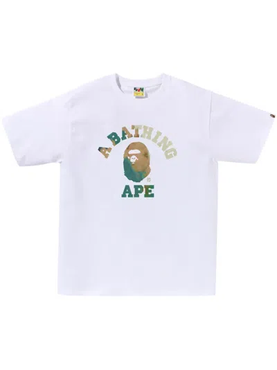 A Bathing Ape Logo-print T-shirt In White