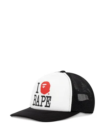 A Bathing Ape Logo-print Trucker Cap In Neutral