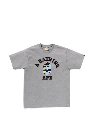 A Bathing Ape Logo Print T-shirt In Gray