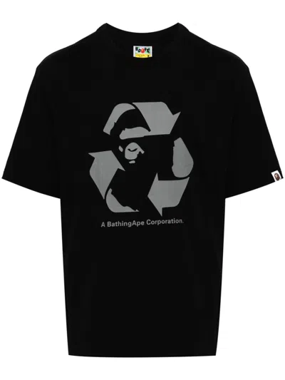 A Bathing Ape Logo-printed Cotton T-shirt In Black
