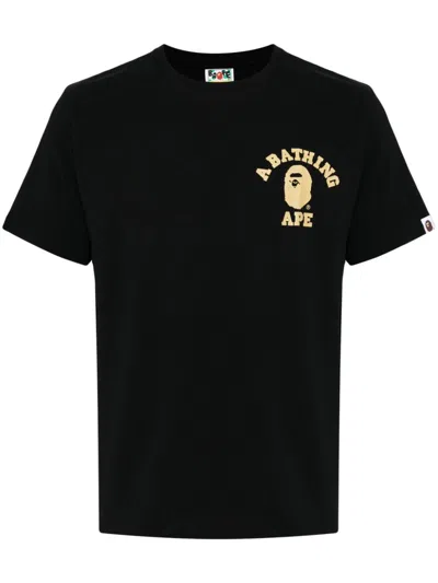 A Bathing Ape Logo-printed Cotton T-shirt In Black