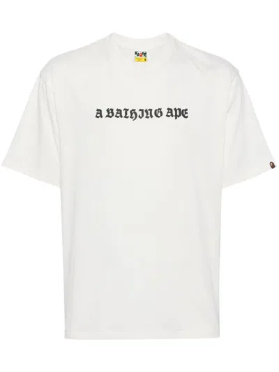 A Bathing Ape Logo-printed Cotton T-shirt In White