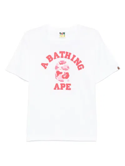 A Bathing Ape Logo-printed T-shirt In White