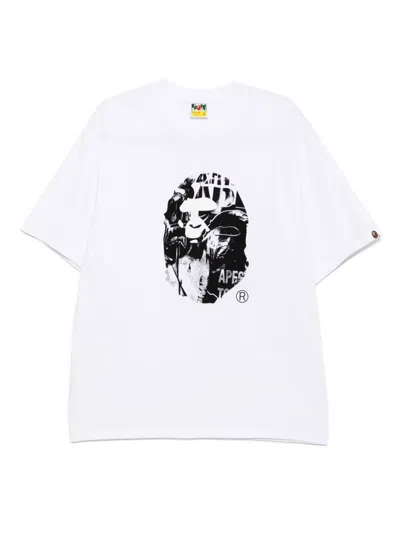 A Bathing Ape Logo-printed T-shirt In White