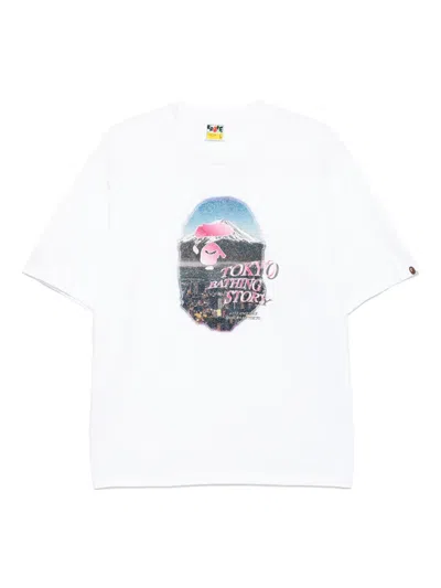 A Bathing Ape Logo-printed T-shirt In White