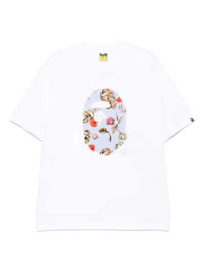 A Bathing Ape Logo-printed T-shirt In White