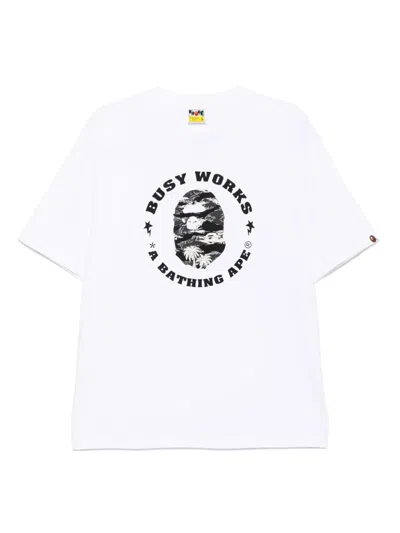 A Bathing Ape Logo-printed T-shirt In White