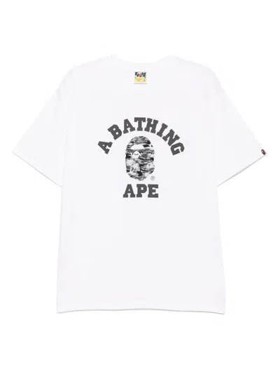 A Bathing Ape Logo-printed T-shirt In White