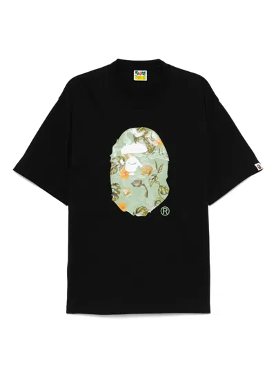 A Bathing Ape Logo-printed T-shirt In Black