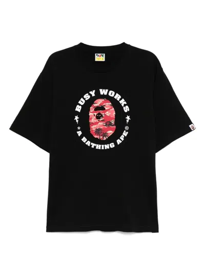A Bathing Ape Logo-printed T-shirt In Black