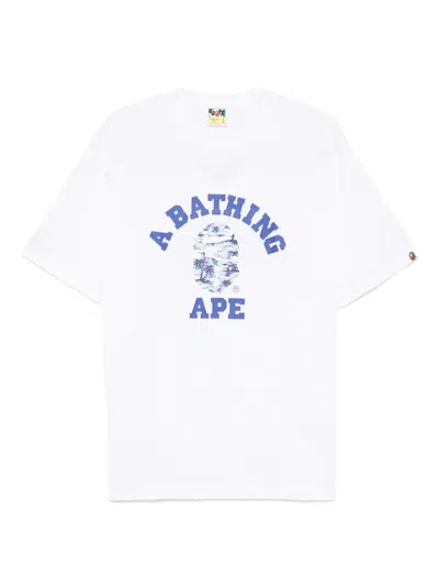A Bathing Ape Logo-printed T-shirt In White