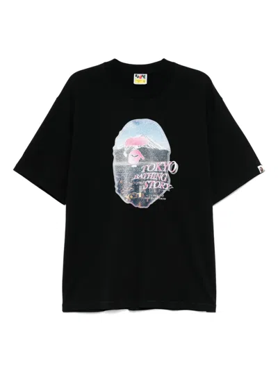 A Bathing Ape Logo-printed T-shirt In Black