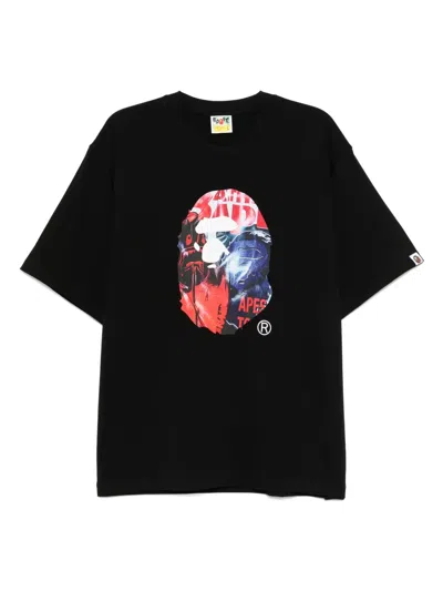 A Bathing Ape Logo-printed T-shirt In Black