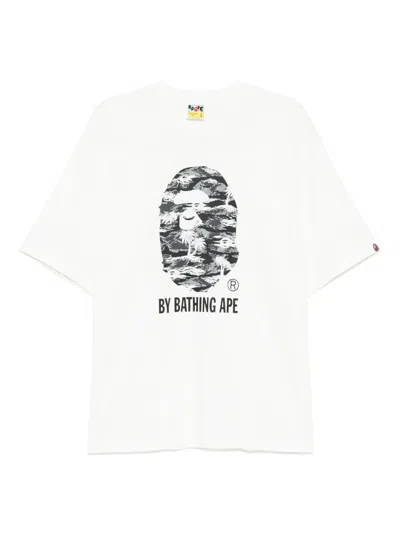A Bathing Ape Logo-printed T-shirt In White