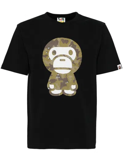 A Bathing Ape Logo-printed T-shirt In Black