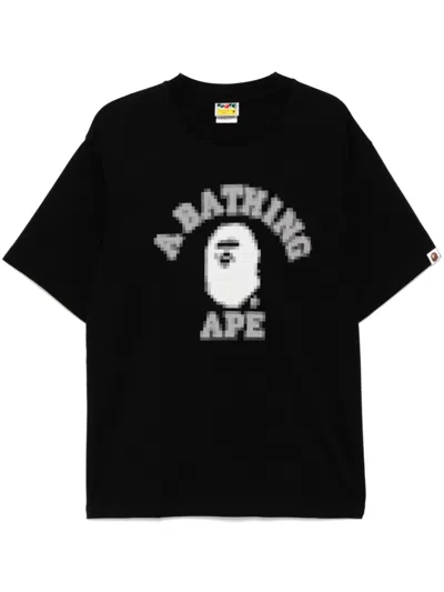 A Bathing Ape Logo Printed T-shirt In Black