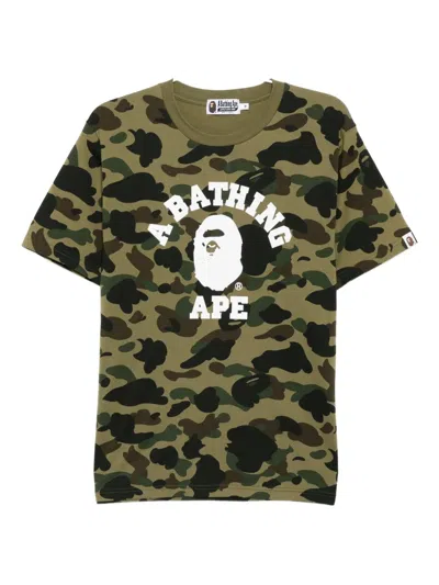 A Bathing Ape Logo Printed T-shirt In Green
