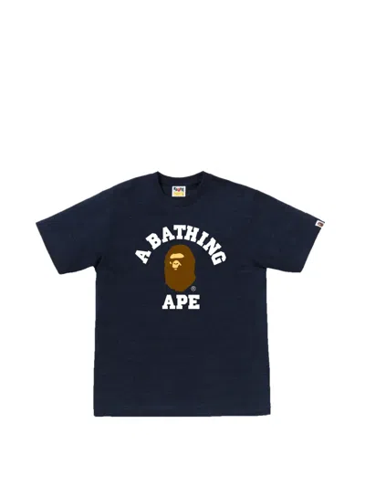 A Bathing Ape Logo T-shirt In Blue