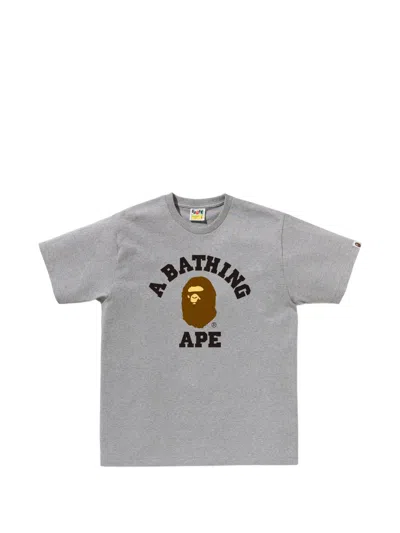 A Bathing Ape Logo T-shirt In Gray