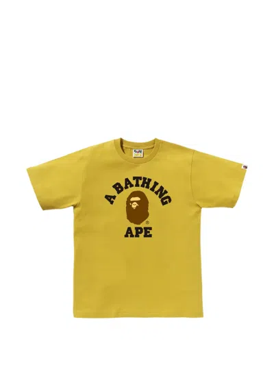 A Bathing Ape Logo T-shirt In Yellow