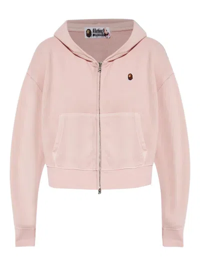 A Bathing Ape Logo Zip-up Hoodie In Pink