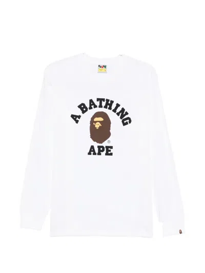 A Bathing Ape Logo-detail Long-sleeve Sweatshirt In White