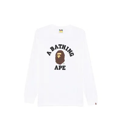 A Bathing Ape Logo-detail Long-sleeve Sweatshirt In White