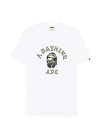 A Bathing Ape Logo-detail Short-sleeve T-shirt In White