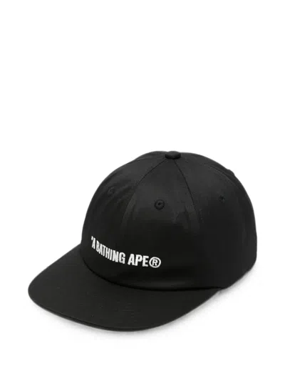 A Bathing Ape Logo-embroidered Baseball Cap In Black