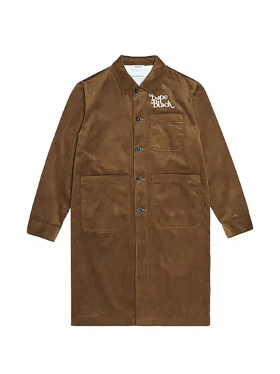 A Bathing Ape Logo-embroidered Corduroy Coat In Brown