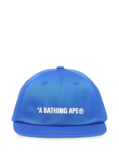 A Bathing Ape Logo-embroidered Panelled Cap In Blue