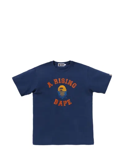 A Bathing Ape Logo-print Cotton T-shirt In Blue